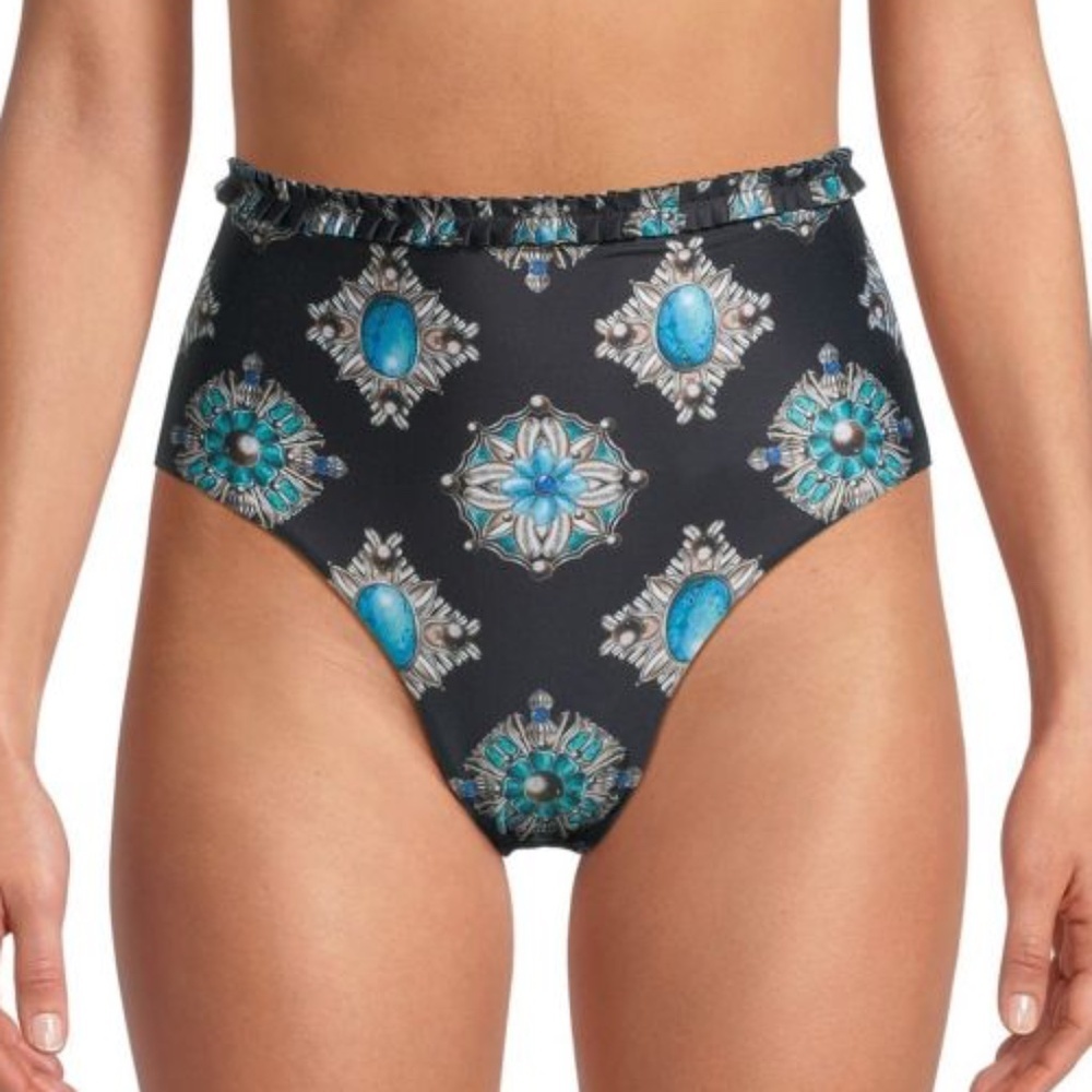 AGUA BY AGUA BENDITA Women's Nopal Platero High-Rise Bikini Bottom M NWT